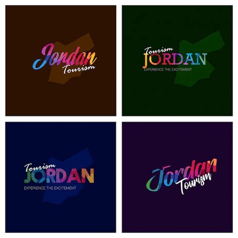 Premium Vector Tourism Jordan Typography Logo Background Set