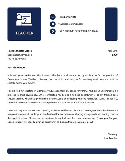 Dark Blue Simple Professional Business Teacher Letterhead Venngage