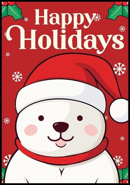 Premium Vector Santa Hat Adorned Polar Bear A Merry Feature On