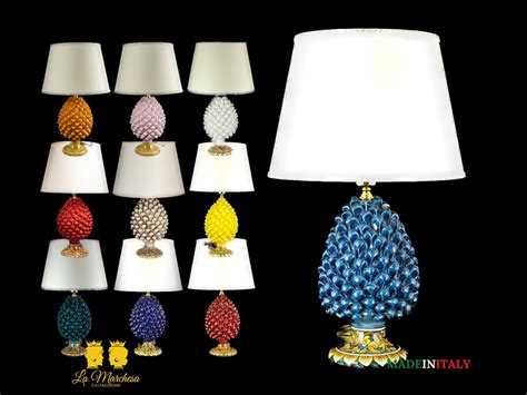 Sicilian Pine Cone Lamp Caltagirone Ceramic Ornate Base 60 Cm Etsy