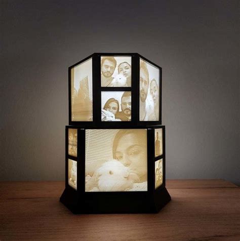 Hexagonal Rotating Lithophane Lamp D Model D Printable Cgtrader