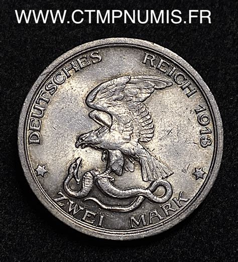 ALLEMAGNE PRUSSE 2 MARK ARGENT GUILLAUME 1913 CTMP NUMIS