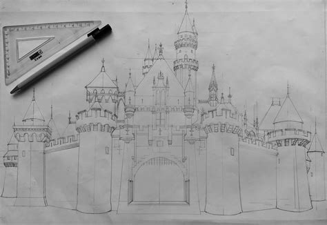 Sleeping beauty castle....work in progress...... : r/drawing