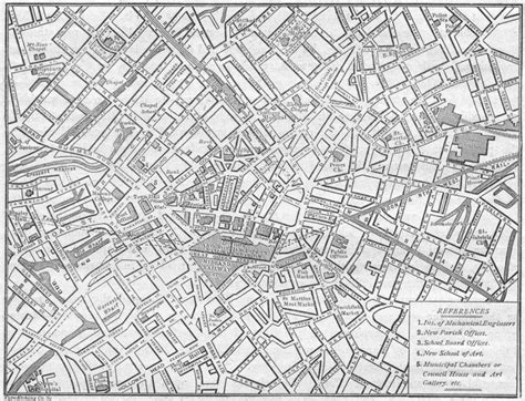 Birmingham City Centre Antique Town Plan Baedeker 1910 Old Map Chart
