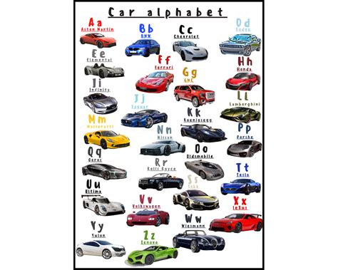 Car Alphabet Poster Alphabet Transportation Poster With Free | Etsy