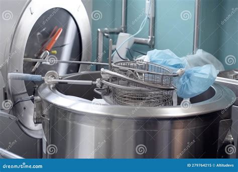 Surgical Instruments Being Sterilized In Steam Autoclave For Safe And