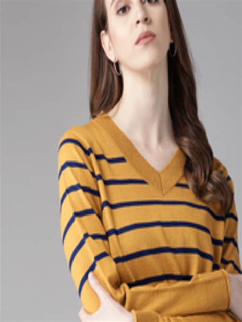 Buy The Roadster Lifestyle Co Women Mustard Yellow Navy Blue Striped