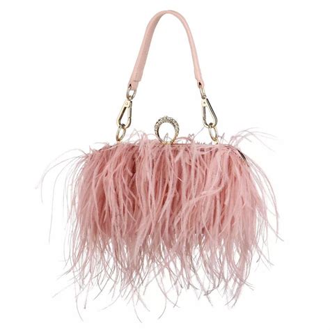 Bolsa Clutch Festa Plumas Avestruz Nude Elo Produtos Especiais