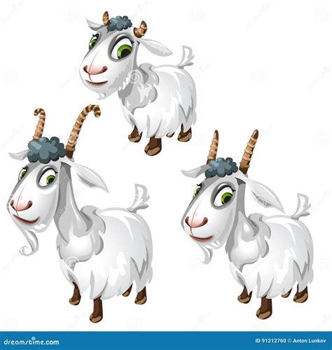 Three Goats Graphite Drawing Stock Photography