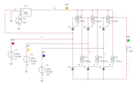 3 Phase Full Wave Controlled Rectifier Multisim Live