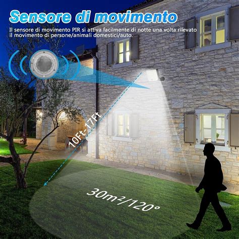 Faretto Solare A Led Esterno Con Sensore Movimento Ip Impermeabile