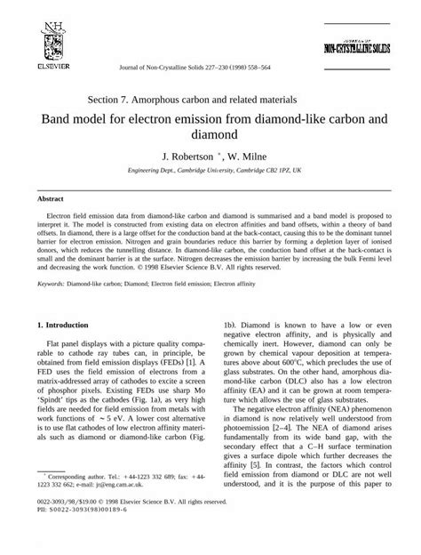 Pdf Band Model For Electron Emission From Diamond Like Carbon And