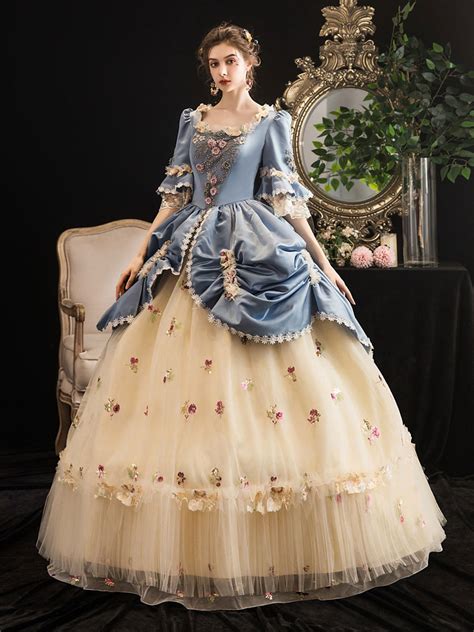 Robe Vintage Royale Victorienne Costume Rétro Rococo Imprimé Floral