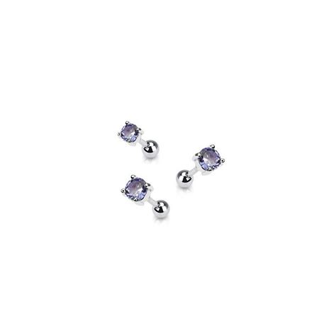 Piercing Oreille Acier Cristal Rond Couleur Violet Tarawa