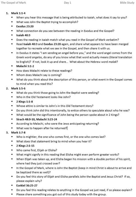 gospel  mark bible study