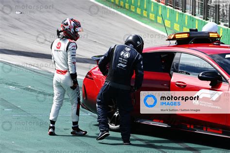 Kevin Magnussen Haas F1 Team Is Lead To The Medical Car After A Crash