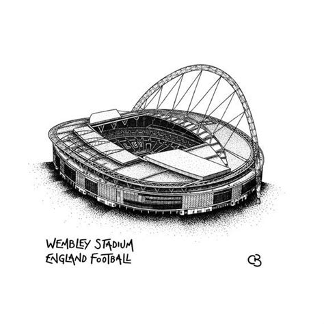 England Football Stadium Original Drawing Hand Drawn Pen And Ink