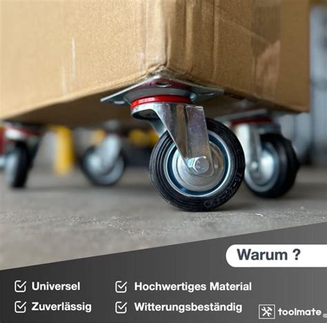 4 Delige Transportwielen Met Rem Zware Zwenkwielen 75 Mm Zwenkwielen