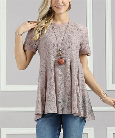 Suzanne Betro Taupe Lace Tunic Women Womens Tunics Lace Tunic Tunic