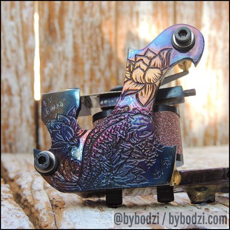 One Of Our Engraved Tattoo Machines Engraved Koi Fish Liner Shader