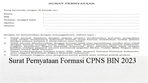 Berita Contoh Surat Pernyataan BIN CPNS 2023 Terbaru Hari Ini