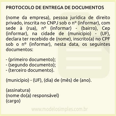 Como Fazer Protocolo De Entrega De Documentos Image To U