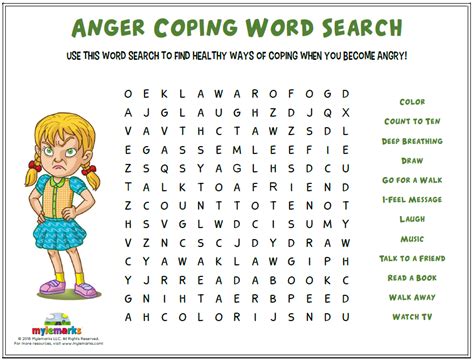 Anger Coping Word Search