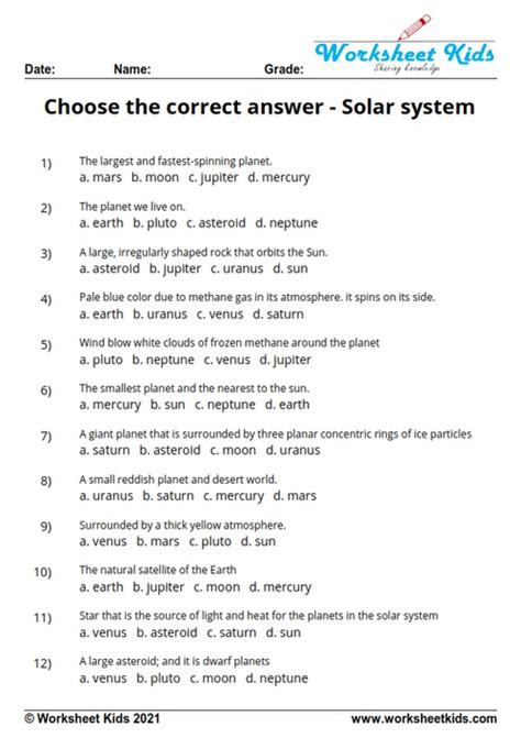 Solar System Worksheets 4th Grade Worksheets For Kindergarten