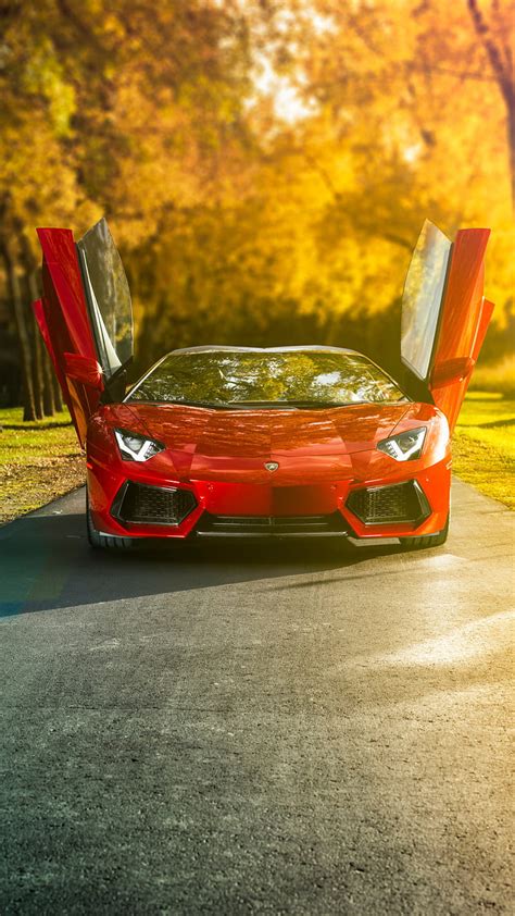 Red lambo, auto, car, doors, italy, lamborghini, nature, super, HD ...