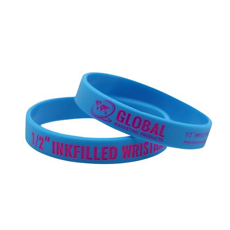 Debossed Ink Filled Silicone Wristbands 1 2