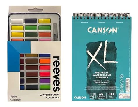 Block Canson Xl Aquarell A5 300gr Lata Acuarelas Reeves X36