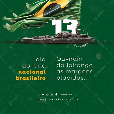 Dia Do Hino Nacional Brasileiro De Abril Social Media Psd Edit Vel