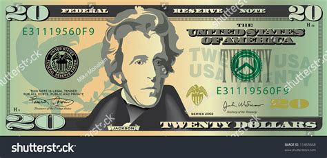 Stylized Drawing 20 Dollar Bill Banknote Stock Illustration 11465668