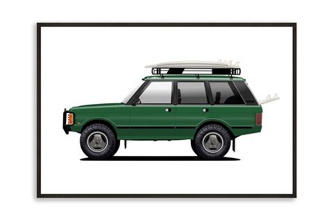 Vintage Land Rover Range Rover Print Green Etsy