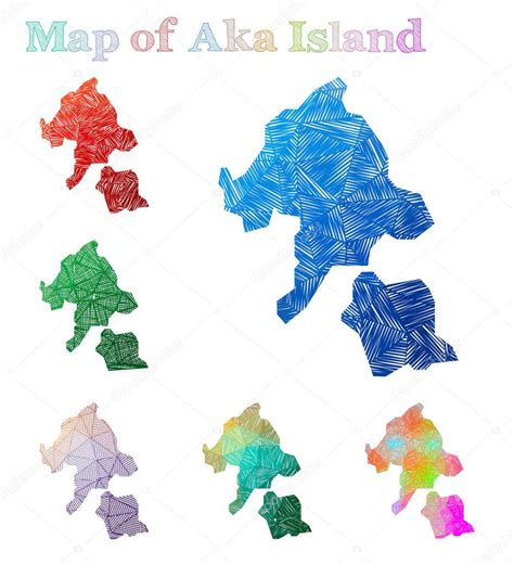 Mapa Dibujado A Mano De La Isla De Aka Forma De Isla Colorida Sketchy