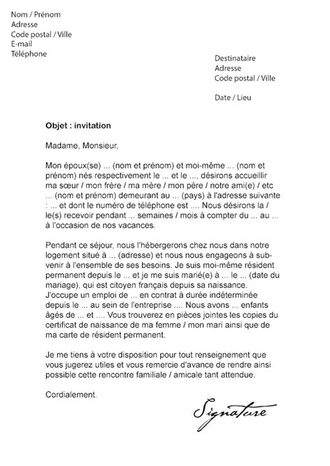 Lettre D Invitation Visa France Mod Le De Lettre