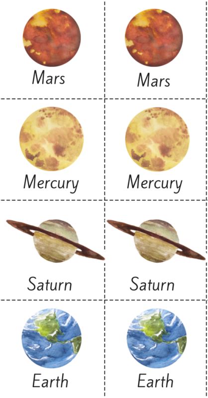 Beautiful Watercolor Planet Solar System Printable Memory Game!