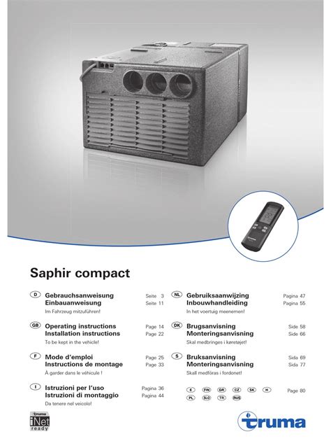 Truma Saphir Compact Operating And Installation Instructions Pdf