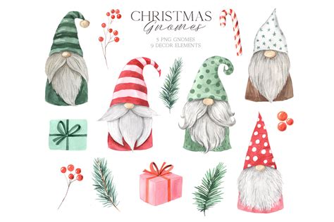 Watercolor Christmas Gnomes Clipart By Larysa Zabrotskaya | TheHungryJPEG