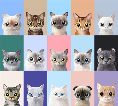 60 Pcs Cutie Pretty Cat Portrait Collage Kit Sugar Kittie Collage Kit