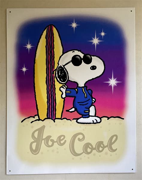 Peanuts Joe Cool Snoopy Sign 3 Vintage Tin Metal Sign