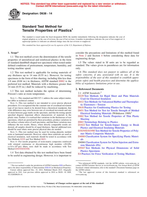 Astm D Standard Test Method For Tensile Properties Of Plastics