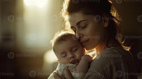 Ai Generated Maternal Embrace At Dawn A Tender Moment As A Mother