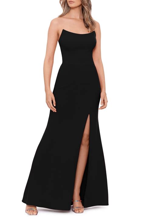 Betsy And Adam Strapless Scuba Crepe Gown Nordstrom