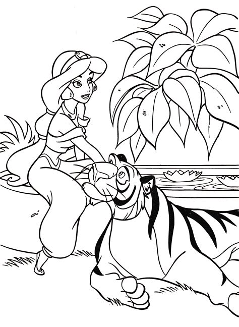 Walt Disney Coloring Pages - Princess Jasmine & Rajah - Walt Disney ...