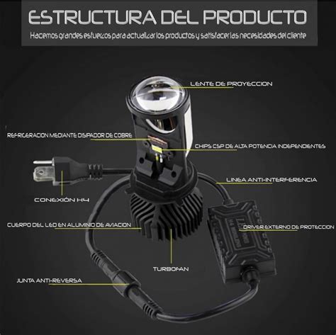 Foco Proyector Led Csp H Tipo Lupa Lumen Auto Moto Pz Mercado