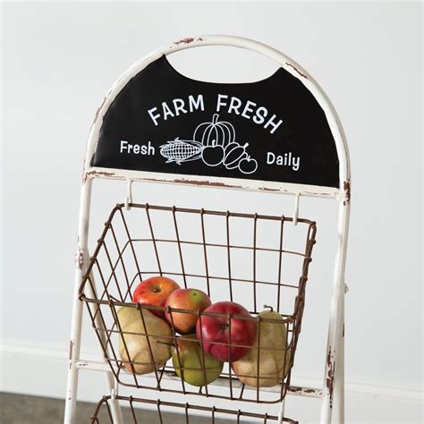 Farm Fresh Three Tier Wire Basket Display Stand