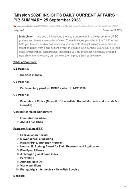 Mission 2024 Insights Daily Current Affairs Pib