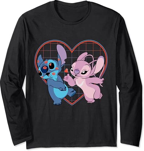 Disney Lilo And Stitch Angel Heart Kisses Long Sleeve T