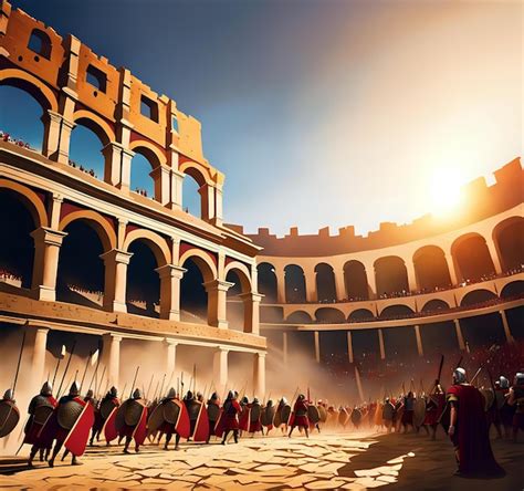Roman Empires Coliseum Arena Scene Premium Ai Generated Image